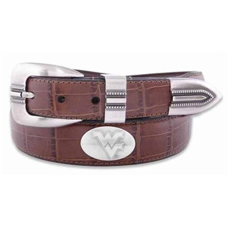 Zeppelinproducts ZeppelinProducts WVU-BOLPTCRC-TAN-36 West Virginia Concho Croc Tan Leather Belt; 36 Waist WVU-BOLPTCRC-TAN-36